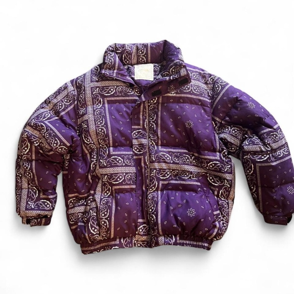 Purple Bandana-Print Paisley Puffer Jacket Size XL